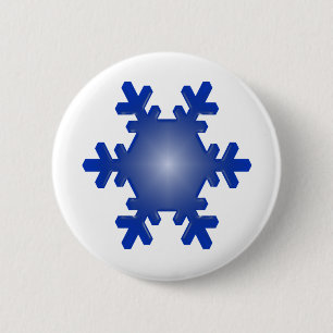 Blue Snowflake Sternexplosion auf Weiß Button