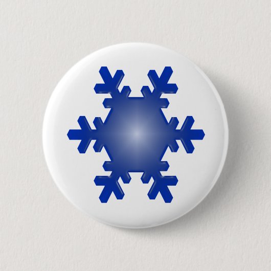 Blue Snowflake Sternexplosion auf Weiß Button (Vorderseite)