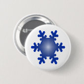 Blue Snowflake Sternexplosion auf Weiß Button (Vorne & Hinten)