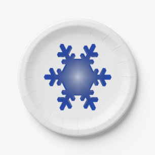 Blue Snowflake Sternexplosion auf Weiß Pappteller