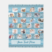 Blue Snowflake Sweater 24 Foto Collage Fleecedecke (Vorderseite)