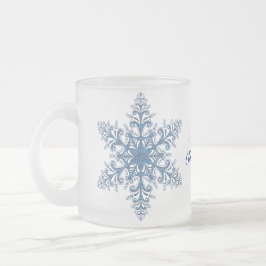 Blue Snowflake Tasse (Links)