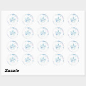 Blue Snowflake Thank You Round Stickers (Blatt)