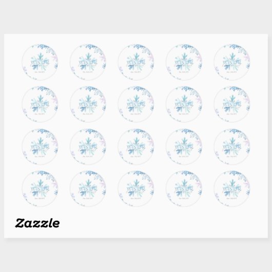 Blue Snowflake Thank You Round Stickers (Blatt)
