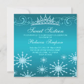 Blue Snowflake & Tiara Design Einladung zum Geburt (Vorderseite)