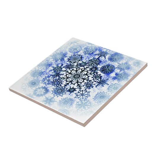 Blue Snowflake Tile Fliese (Seite)