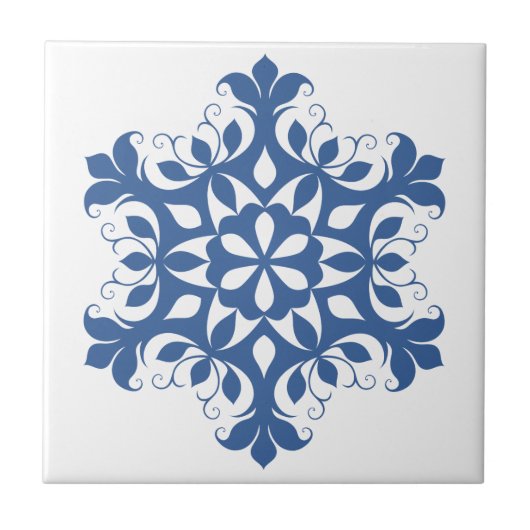 Blue Snowflake Tile Fliese (Vorderseite)