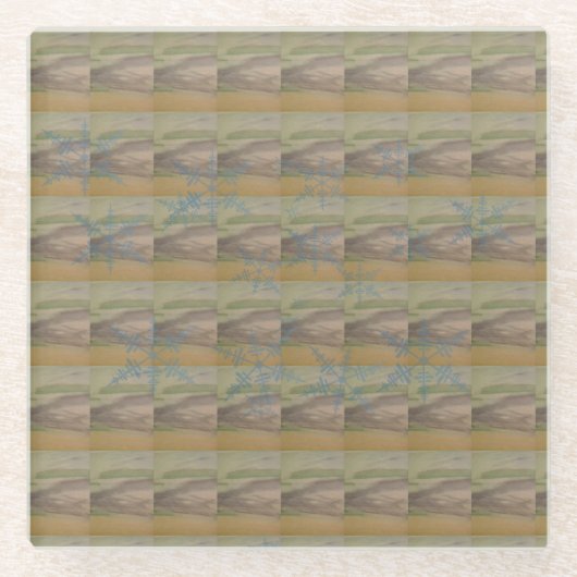 Blue snowflake waves on the Seashore Glasuntersetzer (Vorderseite)