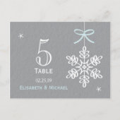 Blue Snowflake Wedding Reception Tischnummer Card (Vorderseite)