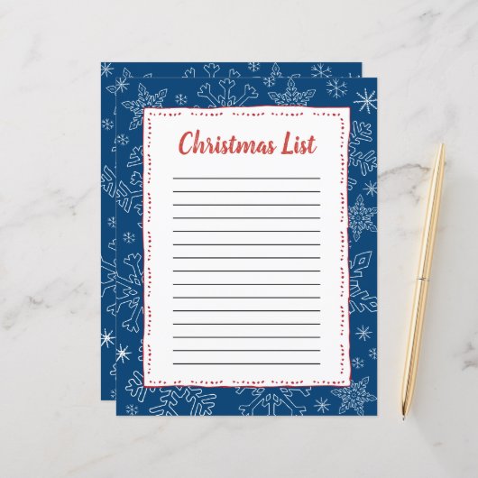 Blue Snowflake Weihnachten BG Santa Wish List (Vorderseite/Rückseite Beispiel)