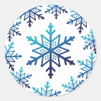 Blue Snowflake Weihnachten Christmas Runder Aufkleber