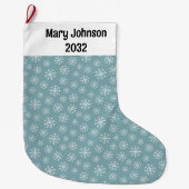 Blue Snowflake Weihnachten Strumpf Großer Weihnachtsstrumpf (Vorderseite)