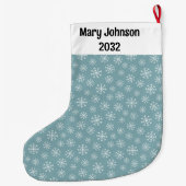 Blue Snowflake Weihnachten Strumpf Großer Weihnachtsstrumpf (Rückseite)