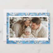 Blue Snowflake Weihnachts-Foto Feiertagskarte (Vorderseite)