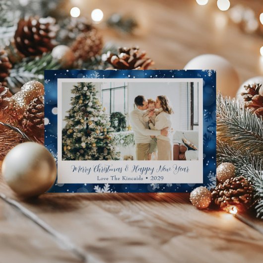 Blue Snowflake Weihnachts-Foto Postcard Feiertagspostkarte