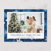 Blue Snowflake Weihnachts-Foto Postcard Feiertagspostkarte (Vorderseite)