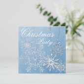 Blue Snowflake Weihnachts-Party Einladung (Stehend Vorderseite)