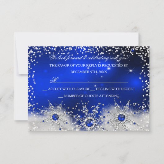 Blue Snowflake Weihnachts-Party UAWG RSVP Karte (Vorderseite)