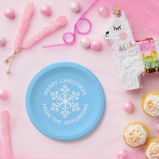 Blue Snowflake Weihnachts-Teller Pappteller (Party)