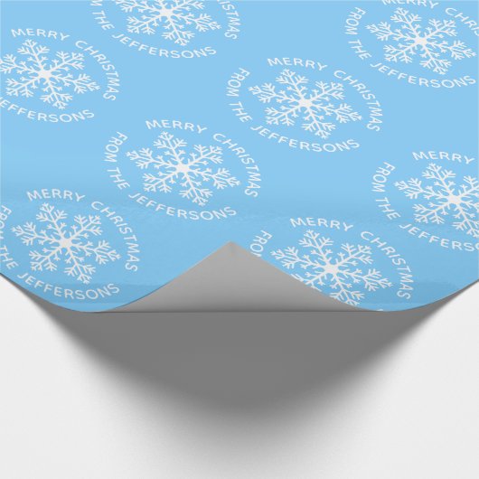 Blue Snowflake Weihnachts-Wrapping Paper Geschenkpapier (Ecke)