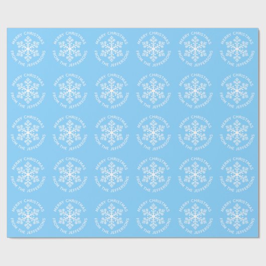 Blue Snowflake Weihnachts-Wrapping Paper Geschenkpapier (Flach)