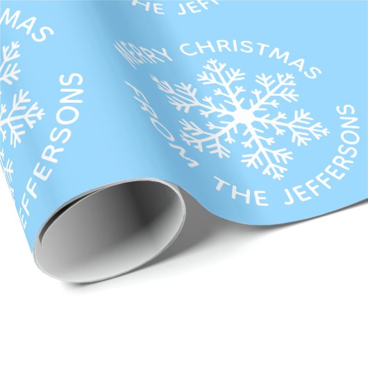 Blue Snowflake Weihnachts-Wrapping Paper Geschenkpapier (Rolleneckpunkt)