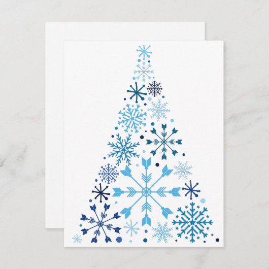 Blue Snowflake Weihnachtsbaum Feiertagskarte (Vorne/Hinten)