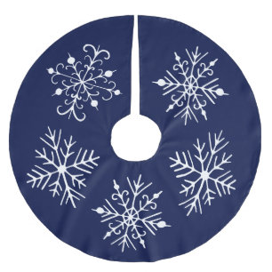 Blue Snowflake Weihnachtsbaumrock Polyester Weihnachtsbaumdecke
