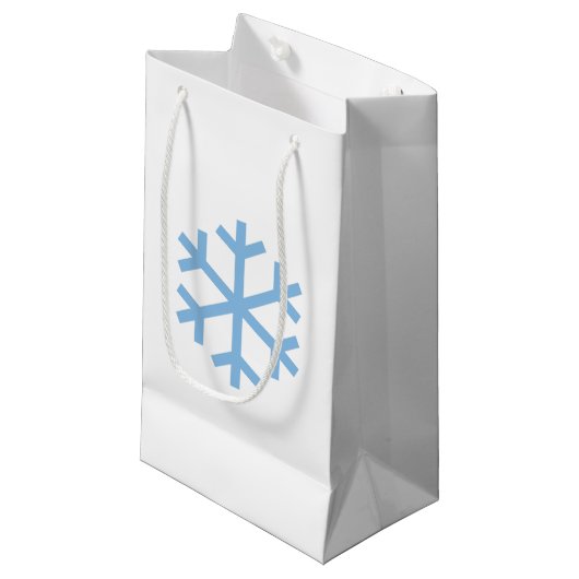 Blue Snowflake Weihnachtsgeschenk Tasche Kleine Geschenktüte (Vorderseite Schrägansicht)