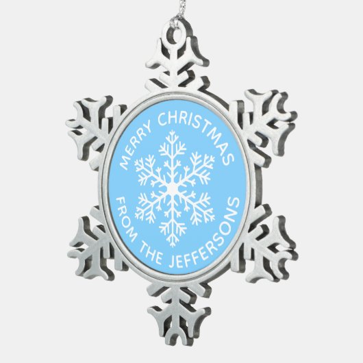 Blue Snowflake Weihnachtsschmuck Schneeflocken Zinn-Ornament (Rechts)