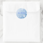 Blue Snowflake Weihnachtsticker/Siegel Runder Aufkleber (Tasche)
