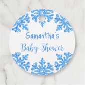 Blue Snowflake Winter Boy Baby Dusche Geschenkanhänger (Rückseite)