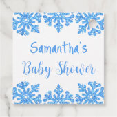 Blue Snowflake Winter Boy Baby Dusche Geschenkanhänger (Rückseite)