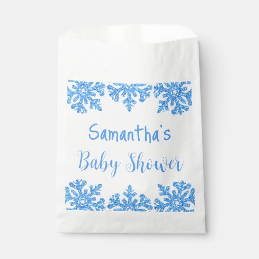 Blue Snowflake Winter Boy Baby Dusche Geschenktütchen (Vorderseite)