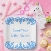 Blue Snowflake Winter Boy Baby Dusche Pappteller (Party)