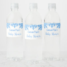 Blue Snowflake Winter Boy Baby Dusche Wasserflaschenetikett
