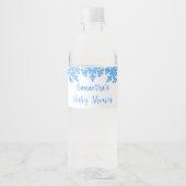 Blue Snowflake Winter Boy Baby Dusche Wasserflaschenetikett (Vorderseite)