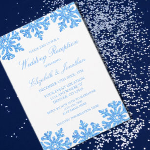 Blue Snowflake Winter Hochzeit Empfang Einladung