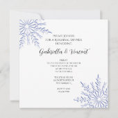 Blue Snowflake Winter Hochzeit Probe Dinner Einladung (Vorderseite)