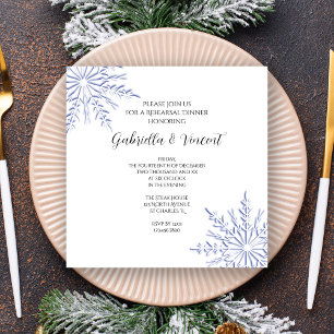 Blue Snowflake Winter Hochzeit Probe Dinner Einladung