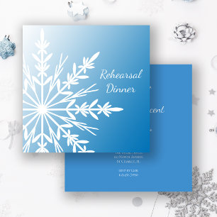 Blue Snowflake Winter Hochzeit Probe Dinner Einladung