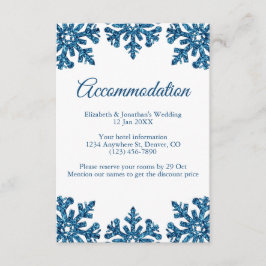 Blue Snowflake Winter Hochzeit Unterkunft Begleitkarte