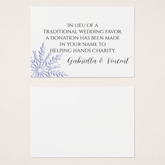 Blue Snowflake Winter Hochzeit Wohltätigkeit Gefal (Vorne & Hinten)