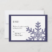 Blue Snowflake Winter Hochzeitskarte RSVP Karte (Vorderseite)