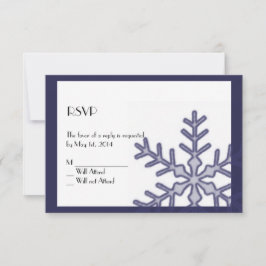 Blue Snowflake Winter Hochzeitskarte RSVP Karte