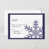Blue Snowflake Winter Hochzeitskarte RSVP Karte (Vorne/Hinten)