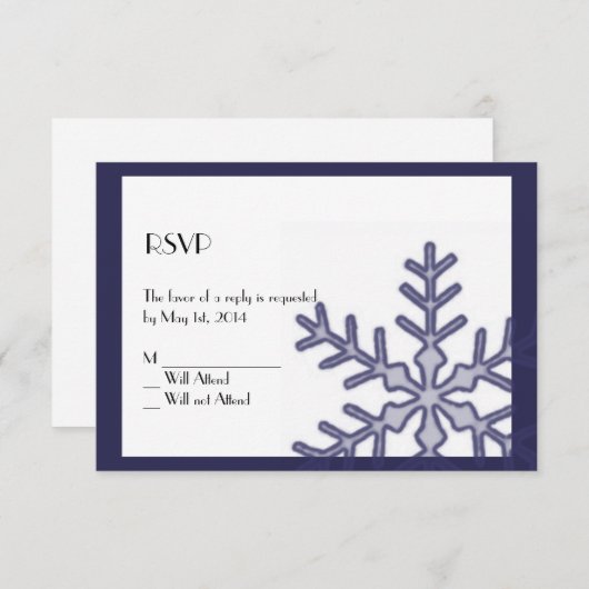 Blue Snowflake Winter Hochzeitskarte RSVP Karte (Vorne/Hinten)