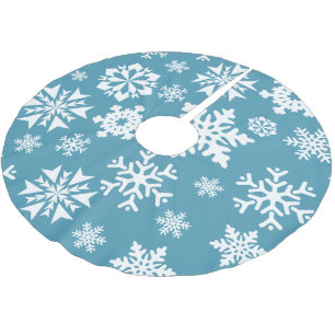 Blue Snowflake Winter Holiday Weihnachtsbaum Rock Polyester Weihnachtsbaumdecke