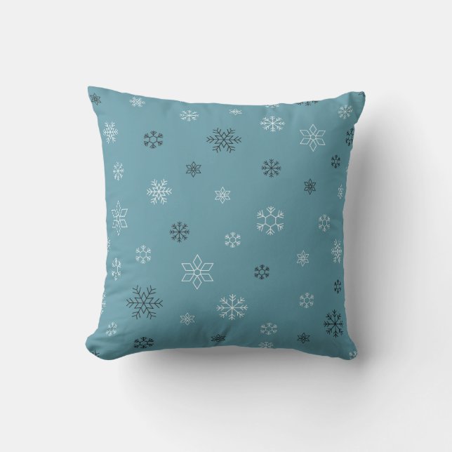 Blue Snowflake Winter Kissen (Vorderseite)