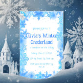 Blue Snowflake Winter Onederland Party Einladung